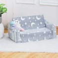 thumbnail image 1 of Baby Toddler Sofa Couch for Kids Extra Wide 2-in-1 Toddler Sherpa Fold Out Couch Bed for Playroom, Pull Out Children Convertible Sofa to Lounger for Boys & Girls with Double Pockets,Glowing Grey, 1 of 14