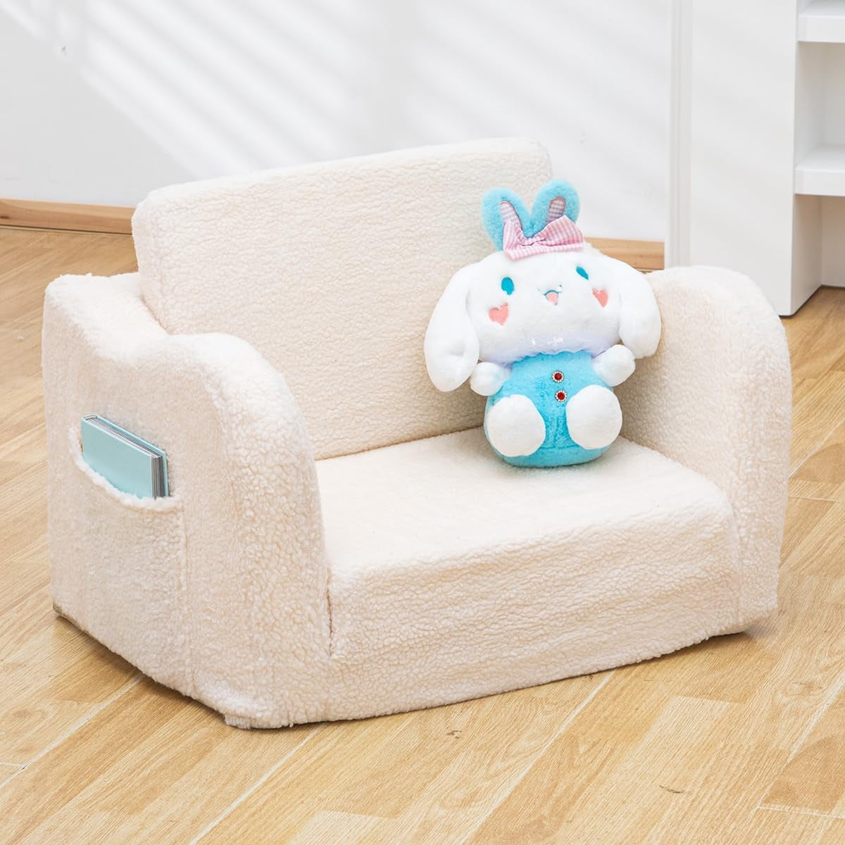 Baby Toddler Sofa Couch for Kids Foldable 2in1 Sherpa Fold Out Couch