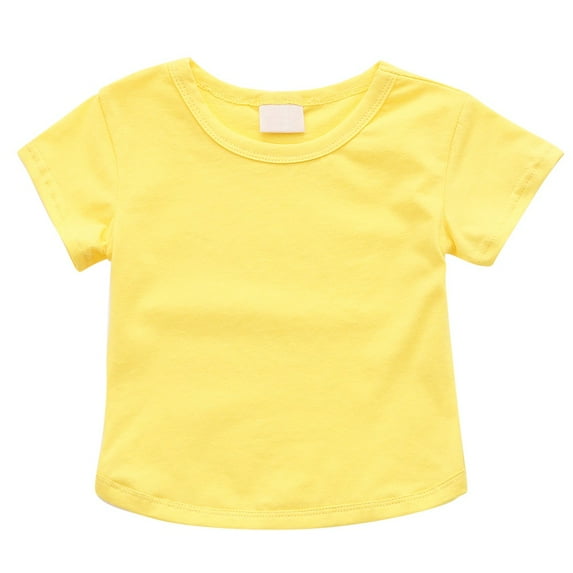 Baby Toddler Solid Color Short Sleeve T-Shirts for Boys Girls Summer Basic Cotton Crewneck Tee Shirt Tops 9 Months-4 Years