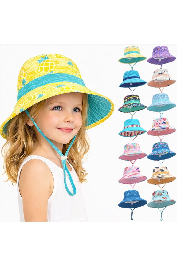 Baby Toddler Sun Hat,Boys Girls Bucket Hat for Kids UPF 50+ Sun Protective Child Summer Beach Hats(Watermelon Red,S)