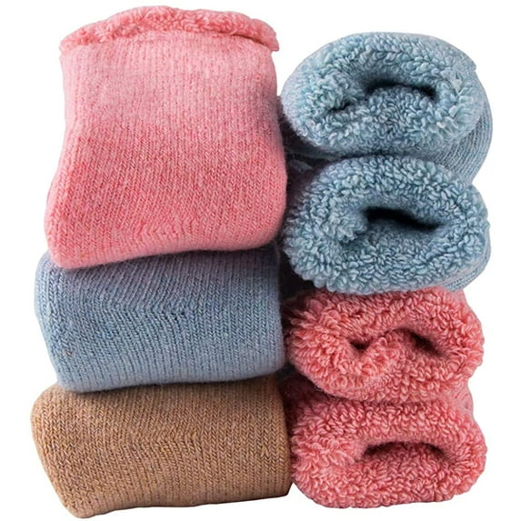 Baby Toddler Thick Wool Socks,Super Warm Soft Cozy Winter Solid Color Casual Crew Socks For Baby Girls Boys(Pack of 3)