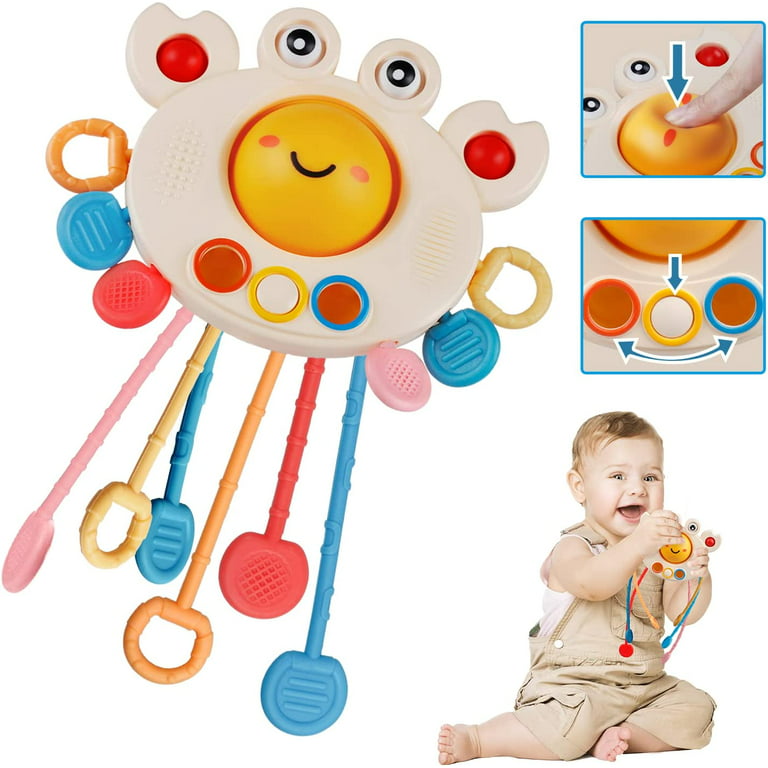 Baby Toddler Toys, Silicone Octopus Pull String Interactive Toys, Montessori Toys for 1 Year Old, Babies Activity Sensory Toys 6 to 12 Months, Travel