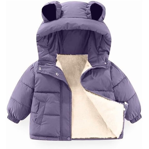 Baby Toddler Winter Fleece Coat Boys Girls Cute Hooded Outerwear Jackets with Pockets