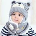thumbnail image 1 of Baby Toddler Winter Hat Scarf 2 Piece Set Boys Girls Thermal Lined Knit Hood Hat for Cold Weather Baby Girl Beanie, 1 of 3