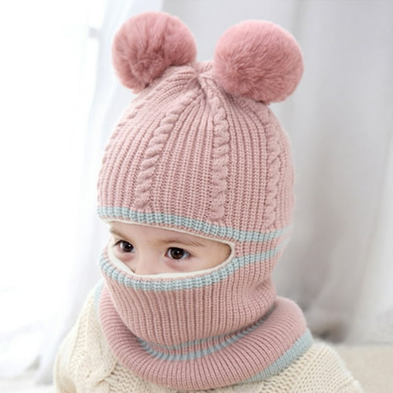 Baby Boys Girls Winter Knit Hat Scarf Set 2 in 1 Toddler Warm Windproof Knit Hat Cap for Snow Winter Hats for Toddler Boys