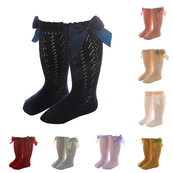 Baby Toddlers Girls Knee High Socks 1 Pack Bow Long Stockings Ruffled Socks Leggings