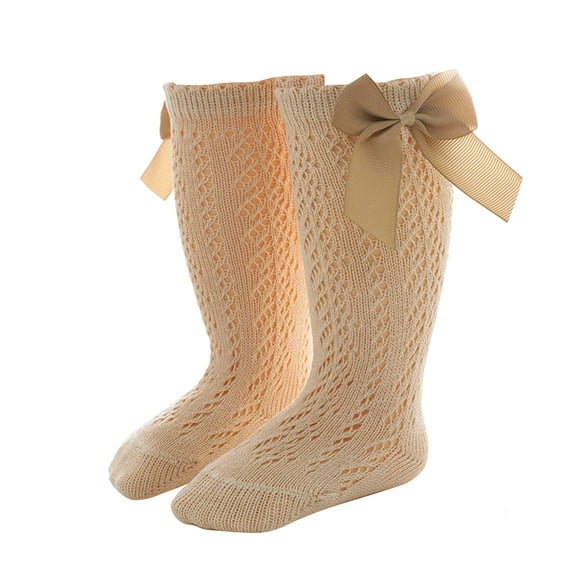 Baby Toddlers Girls Knee High Socks 1 Pack Bow Long Stockings Ruffled Socks School Leggings Kid Ruffle Socks Girls No Show Socks Size 4-10