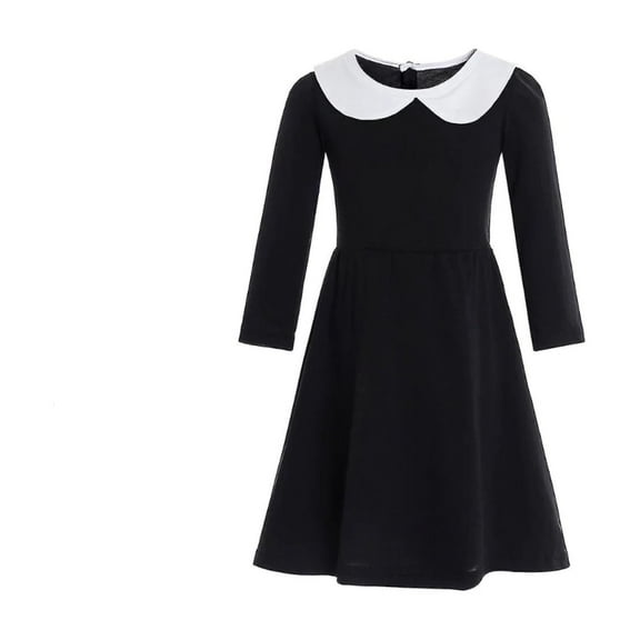 Baby,Toddlers,Girls Wednesday Costume,Cotton Addams Family Black Dress