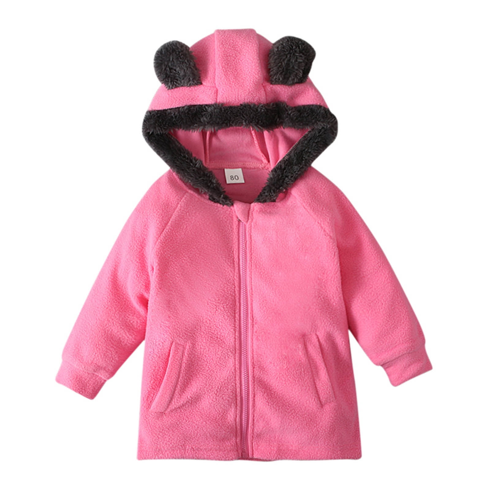 Baby Toddlers Winter Coats Bear Ears Hooded Zip Up Fuzzy Fleece Jacket