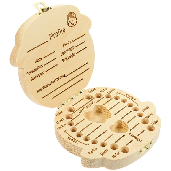 WEAVILUX Childrens Baby Tooth Box Multi-colored Wood 1Pack Keepsake Preservation
