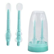 Baby Toothbrush, Newborn Silicone Tongue Cleaner, Baby Oral Cleaning Set, Toddler Toothbrush for 0-6 Months and 6 to 18 Months, Tongue Brush + Teething Brush Value Set