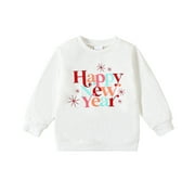 Baby Tops Boys Girls Spring Long Sleeve New Year Tops Sweatshirt Clothes Letter Printing Pullover School Weekend Casual Clothes For Child