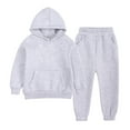 thumbnail image 1 of Baby Tops 2Pcs Outfits Kids Sports Tracksuits Long Sleeve Pullover Hoodies Sweatshirt and Sweatpants Fall Winter Suit Girls Sweatshirt Gray 6-7T, 1 of 9