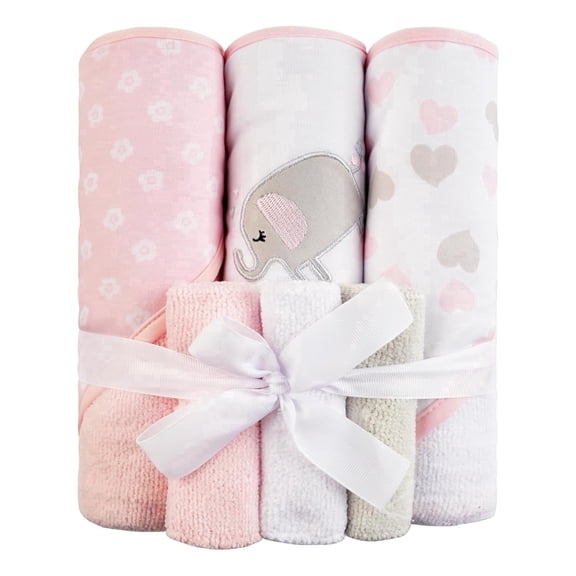 Baby Towels and Baby Wash Cloths Set Hooded Towels Wipes Absorbent Bath Face Towels Burp Cloths Face for Girl Boy 6-Pack