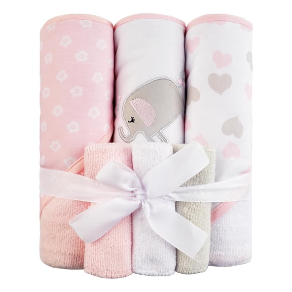 Baby Towels and Baby Wash Cloths Set Hooded Towels Wipes Absorbent Bath Face Towels Burp Cloths or Face Towels for Girl Boy 6-Pack