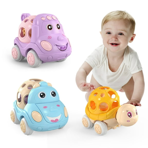Baby Toy Car for 6-12 Months Infant, 3PCS Push and Go Rattle Car Sound Toys for Baby Boys Girls,Birthday Christmas Gift for 1 2 3 Years Old Boys Girls