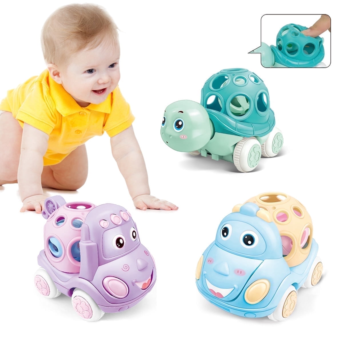 Baby Toy Car, Rattle & Roll Cars for Toddler Aged 1-3 , Push and Go ...