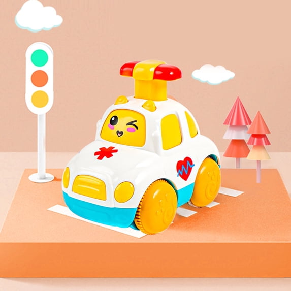 Baby Toy Cars for 1 Year Boy Educational Go Car Pull Back Toddlers 13 Months 2 3 Year Vehicle Model, 4.13x2.76x3.54 inch, White