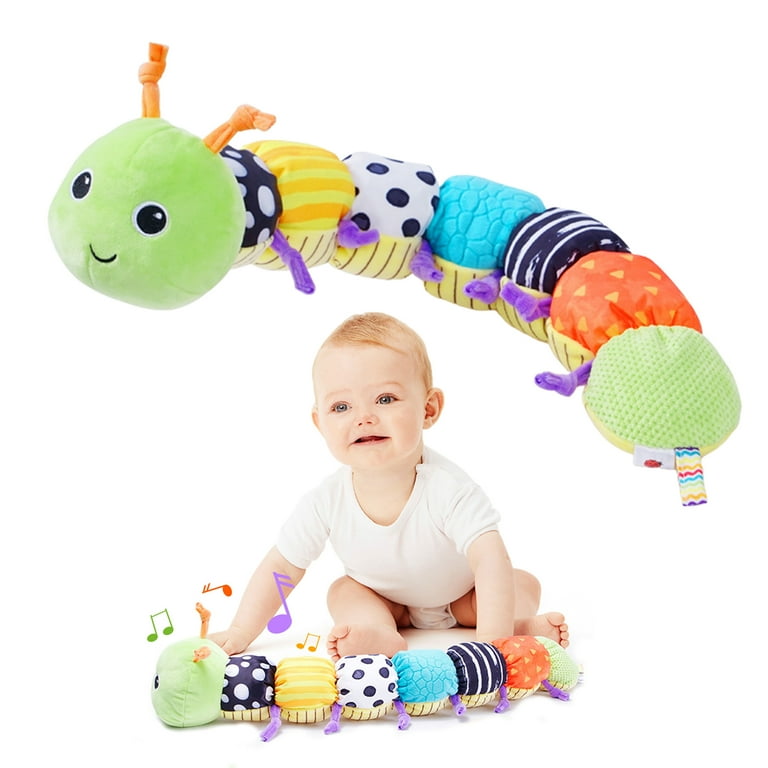 Baby Toy Music Caterpillar Multicolor Baby Toy Fold Rattle Soft Tape Ruler Design Bells and Rattles Educational Toddler Plush Toys for Tummy Time