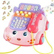 Baby Toy Phone Cartoon Baby Piano Music Light Toy Children Pretend Phone, Kids Cell Phone Girl with Light Parent-Child Interactive Toy Gift Game Boy Girl Early Education Gift Pink