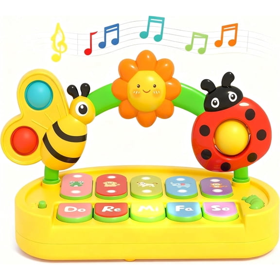 Baby Toy Piano for 6-12 Months, Light Up Musical Keyboard, Baby Toys for 3, 6, 9, 12, 18 Months with 4 Modes, Educational Baby Toys, Early Learning Educational Toys, Small Musical Piano Toy for 1 Y