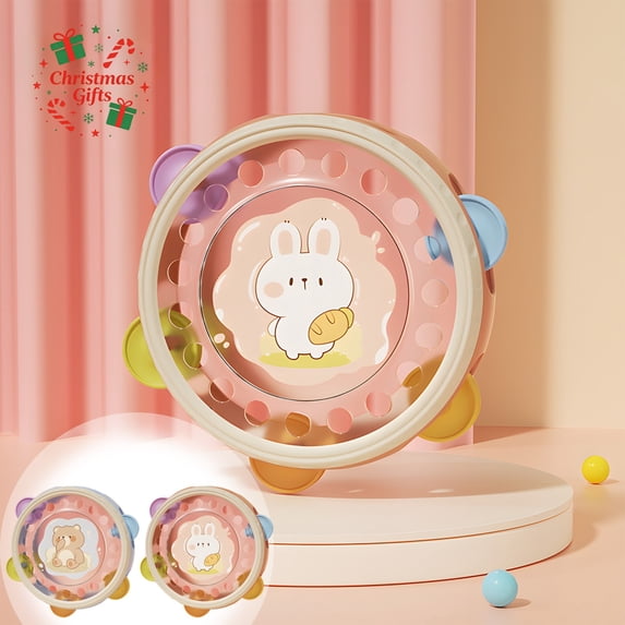 Baby Toys for 0-6-12 Months, Hand Clapping Drum Toy, Shaking Bells Educational Percussion Instrument, Early Education Grasping Toy for Infants, Musical Rhythm Development Toy