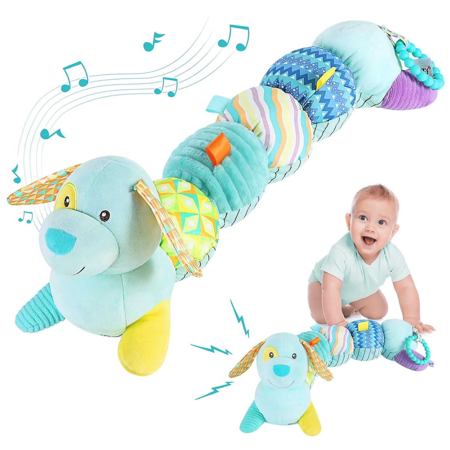 Soft Raddle CLS Baby Toys 0-12 Months, Soft Stuffed Puppy with Multi-Sensory ...