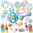 thumbnail image 1 of 15PCS Baby Rattles 0-6 Months Baby Girl Boy Toys Infant Toys 6-12 Months Teething Toy 3-6 Months with Wrist&Ankle Rattles Newborn Toys Gifts 0-3 Months with Box, 1 of 7