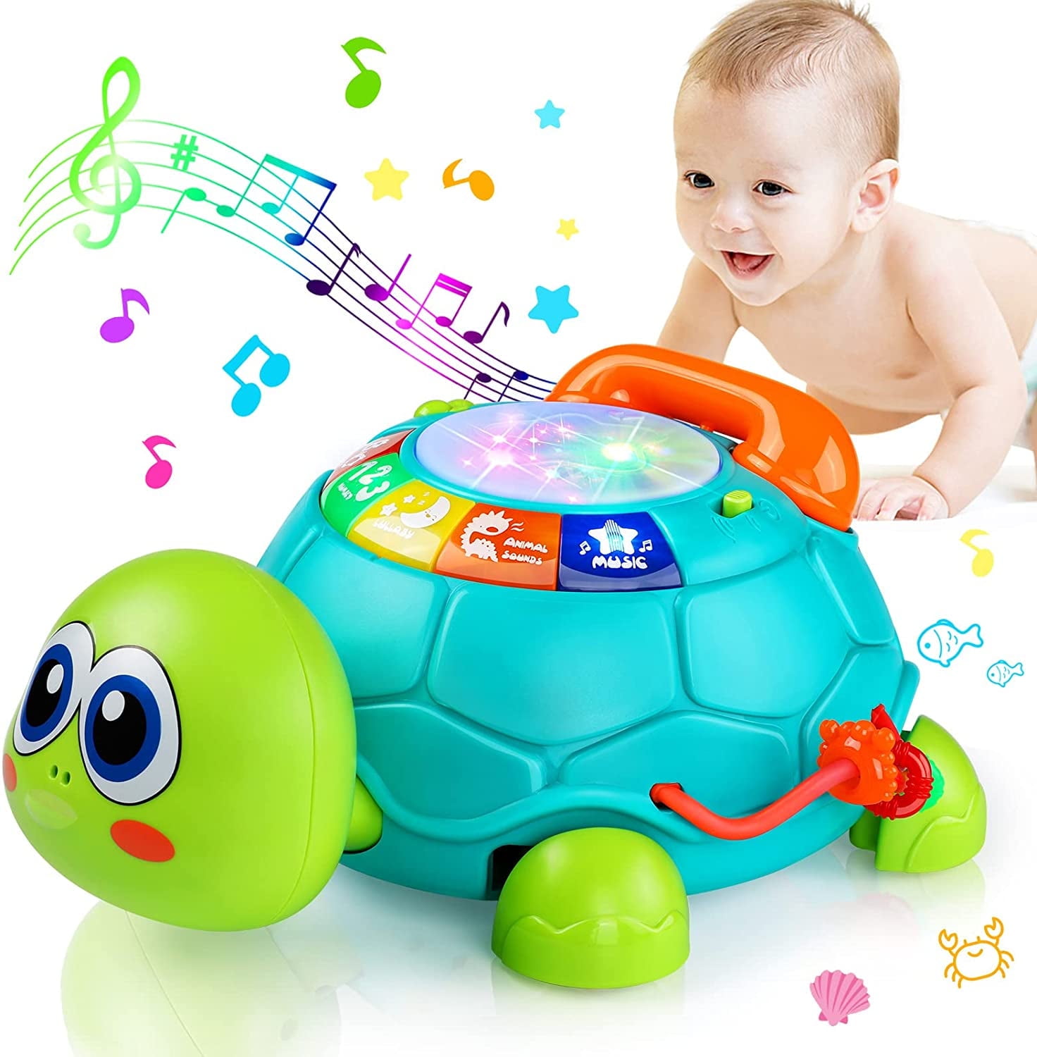 Baby Toys 12-18 Months, Light Up Baby Toys 6 to 12 Months Musical Turtle with Letters Numbers Phone Infant Baby Toys for 6 9 12 18 Months Educational Learning Toys for 1 2 3 Year Old Boy Girl Gifts