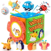 Baby Toys 12-18 Months, Sensory Toys for Baby, Soft Box Toy with 8 Animals, Sensory Toy for 12 -15-18-24 Month Old Babies