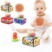 Baby Toys 3 4 5 6 7 8 9 12 Month Old Montessori Tissue Box Toys for Babies Infants 0-6 6-12 Months Sensory Educational Crinkle Toy Developmental Gift for 1 2 Year Old Boys Girls Toddlers(Red)