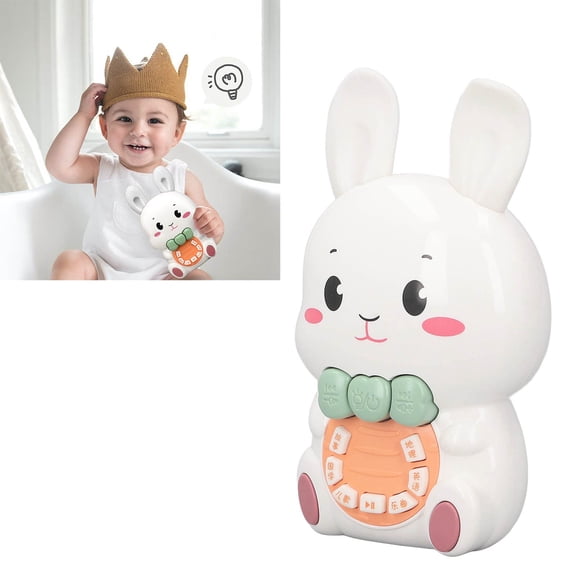 Baby Toys 3-6 Months, Easter Basket Stuffers, Infant Musical Toys for Babies 3-6-12 Months, Baby Bunny Early Educational Light Up Toy, Baby Learning Toy 12-18 Months Newborn Toy, White