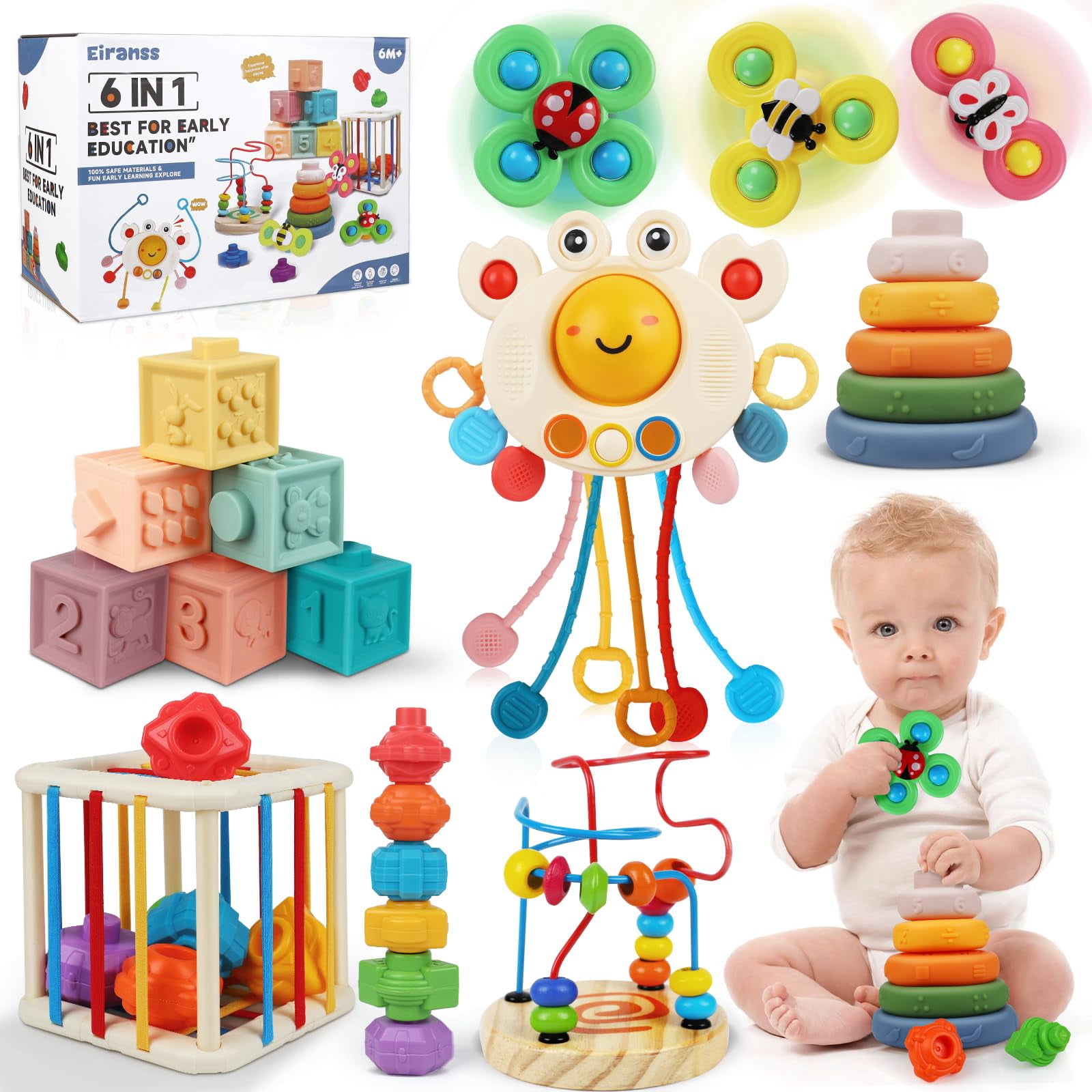 Baby Toys 6 To 12 Months- 6 In 1 Montessori Toy For Toddlers 1-3 ...