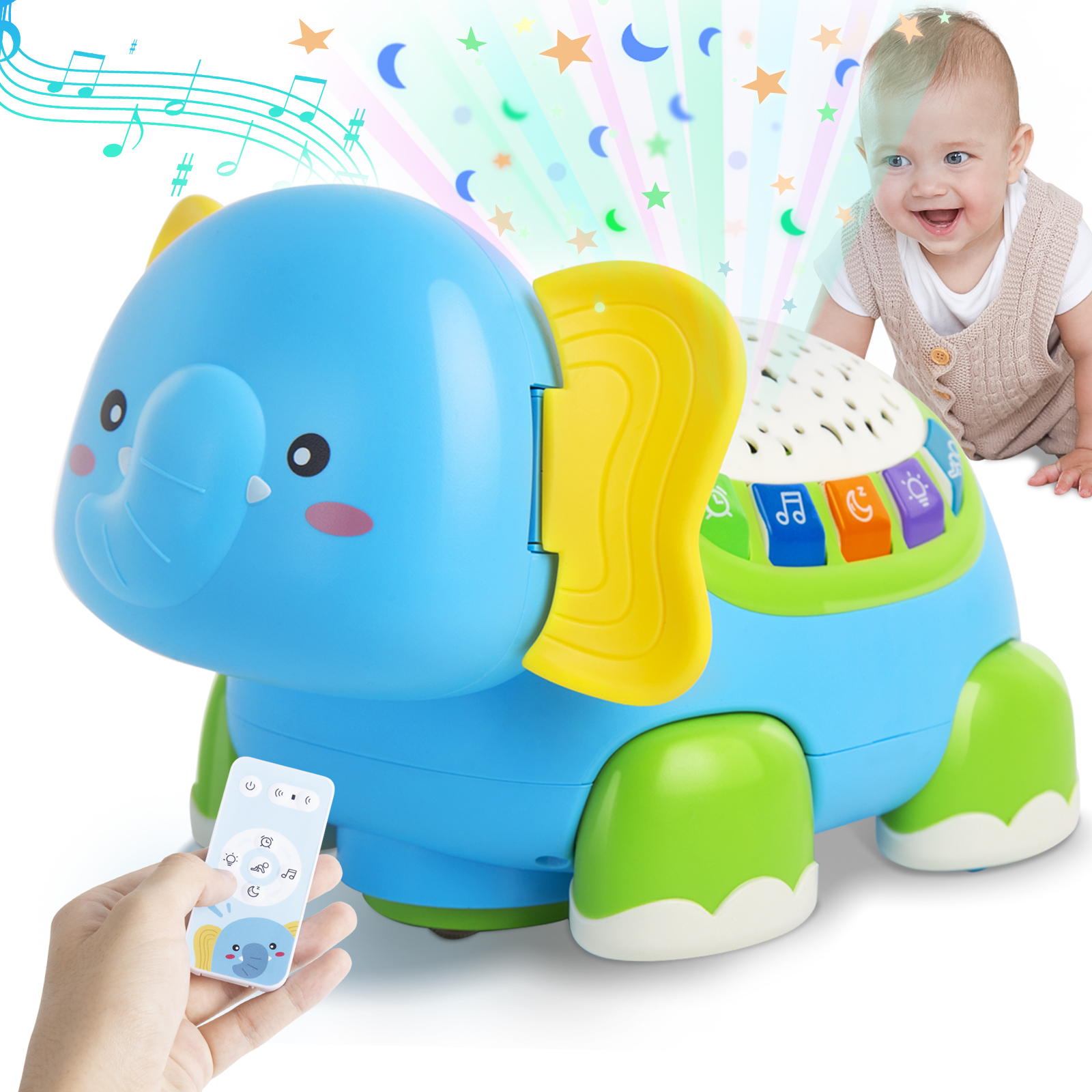 LAYADO Baby Toys For 6-12 Months,4 in 1 Musical Projector Educational ...