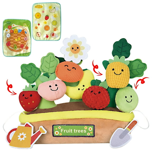 Baby Toys 6-12 Months - Fruits Garden Plant Plush, Kid Sensory Kitchen Playset Early Educational Gift for 1 2 3 Year Infant Boy Girl