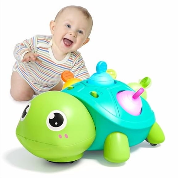 Baby Toys 6-12 Months,Musical Crawling Turtle Infant Toys,Light Up Tummy Time Toys,Early Learning Educational Montessori Toy with Light & Sound,Christmas Birthday Gifts for 1 2 3 Year Old Girl Boy