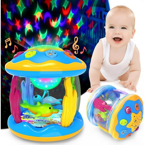 Baby Toys 6 to 12 Months - Musical Projector Rotating Light Up Toys, Tummy Time for Infant 12-18 Months, Learning Toys for Toddler 1 2 3 Years Old, Birthday Gifts for Boys Girls 0-3-6-9-12-18 Months