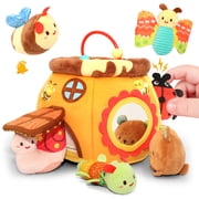 Baby Toys 6-12 Months, Soft Beehive with 5 Sensory Stuffed Animals, Montessori Toys for 1 Year Old Baby, Stuffed Animal Toys 0-6 Months