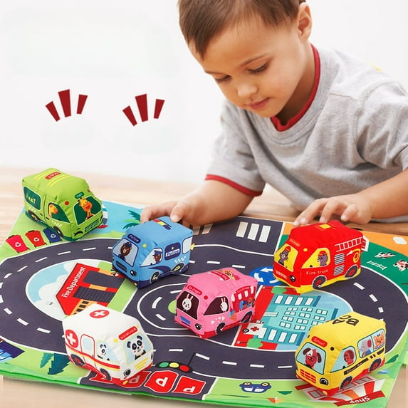 Baby Toys 6 to 12 Months - Soft Car Toys for 1 Year Old Boy Girl with Playmat Storage Bag - Infant Baby Toys 12-18 Months Toddler Toys Age 1-2 - 1st Birthday Gifts 1 2 3 Year Old Baby