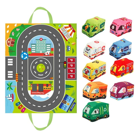Baby Toys 6 to 12 Months - Soft Car Toys for 1 Year Old Boy Girl with Playmat Storage Bag - Infant Baby Toys 12-18 Months Toddler Toys Age 1-2 - 1st Birthday Gifts 1 2 3 Year Old Baby