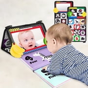 Baby Toys 6-12 Months, Tummy Play Time Mirror Cloth Books with Teether, Montessori Sensory Toy for Infant Christmas Gift