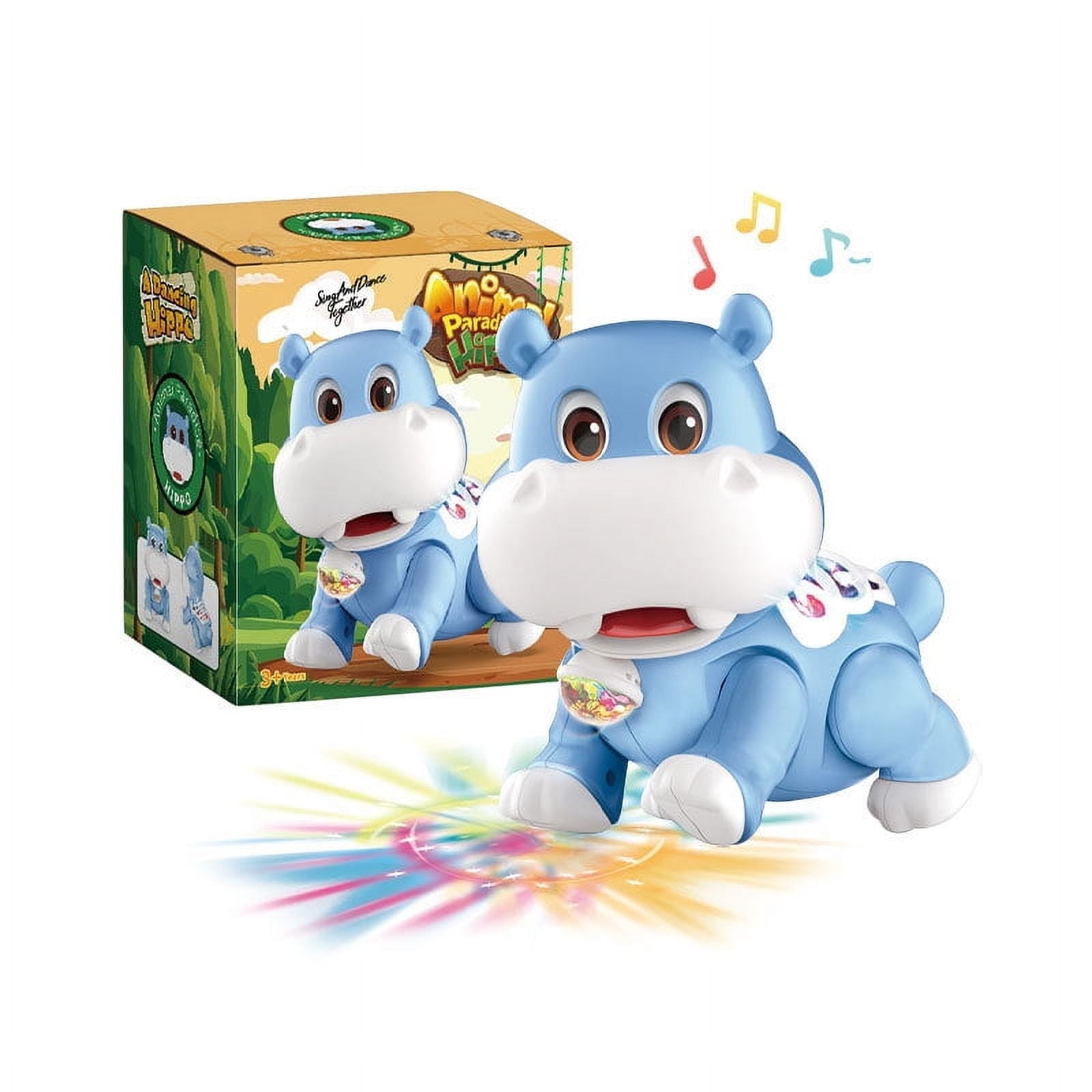 Baby Toys 6 to 12 Months, Hippopotamus Crawling Toy for 1 Year Old Girls, Musical Crawling Toy for Toddlers 1-3 Girls
