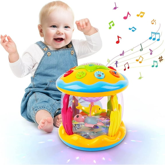 Baby Toys 6 to 12 Months - Ocean Projector Light Up Musical for 12-18 Crawling Learning Tummy Time 1 2 3 Year Old Infant Boys Girls Gifts