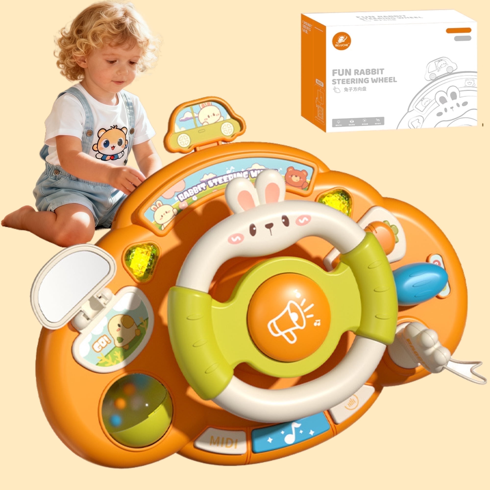 Baby Toys, Baby Activity Station - Turn and Learn Driver with Music & Lights – Sensory Activity Center – Developmental Toys for Babies, Infants – Baby Musical Toys for 6+ Months Boys Girls