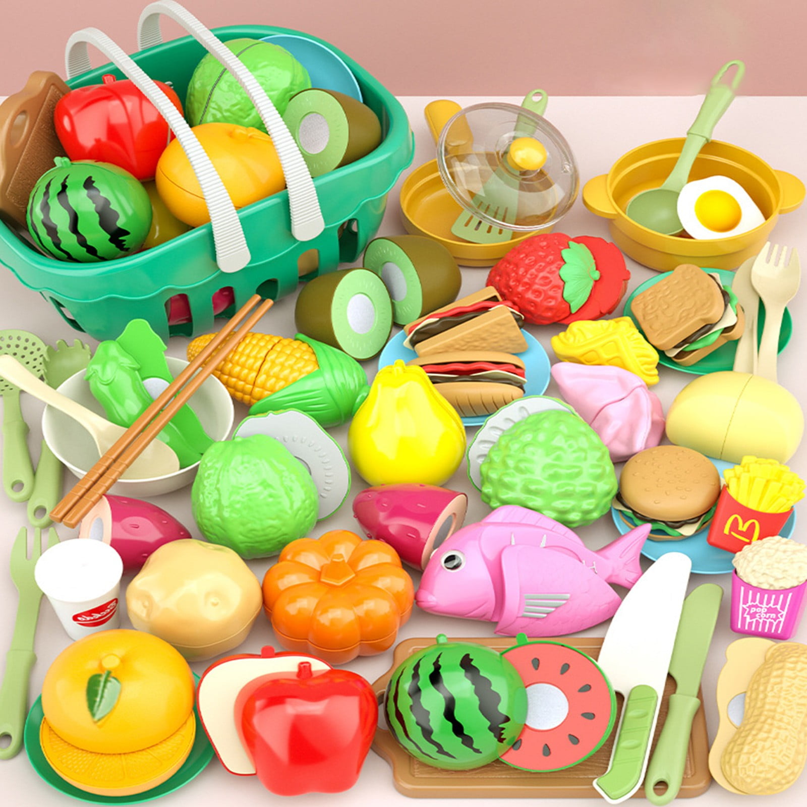 Baby Toys Children s House Simulation Fruit Cutting Toy Kitchen Food Vegetables Can Be Cut 47Sets