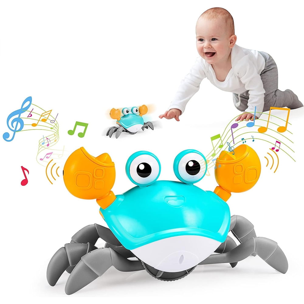 Baby Toys Crawling Crab, Infant Tummy Time Toys 6 to 12-18 Months, Light-up Musical Walking Sensory Induction Crabs, Interactive Toddler Christmas Easter Birthday Gift for 1 2 3+ Year Old Boys Girls