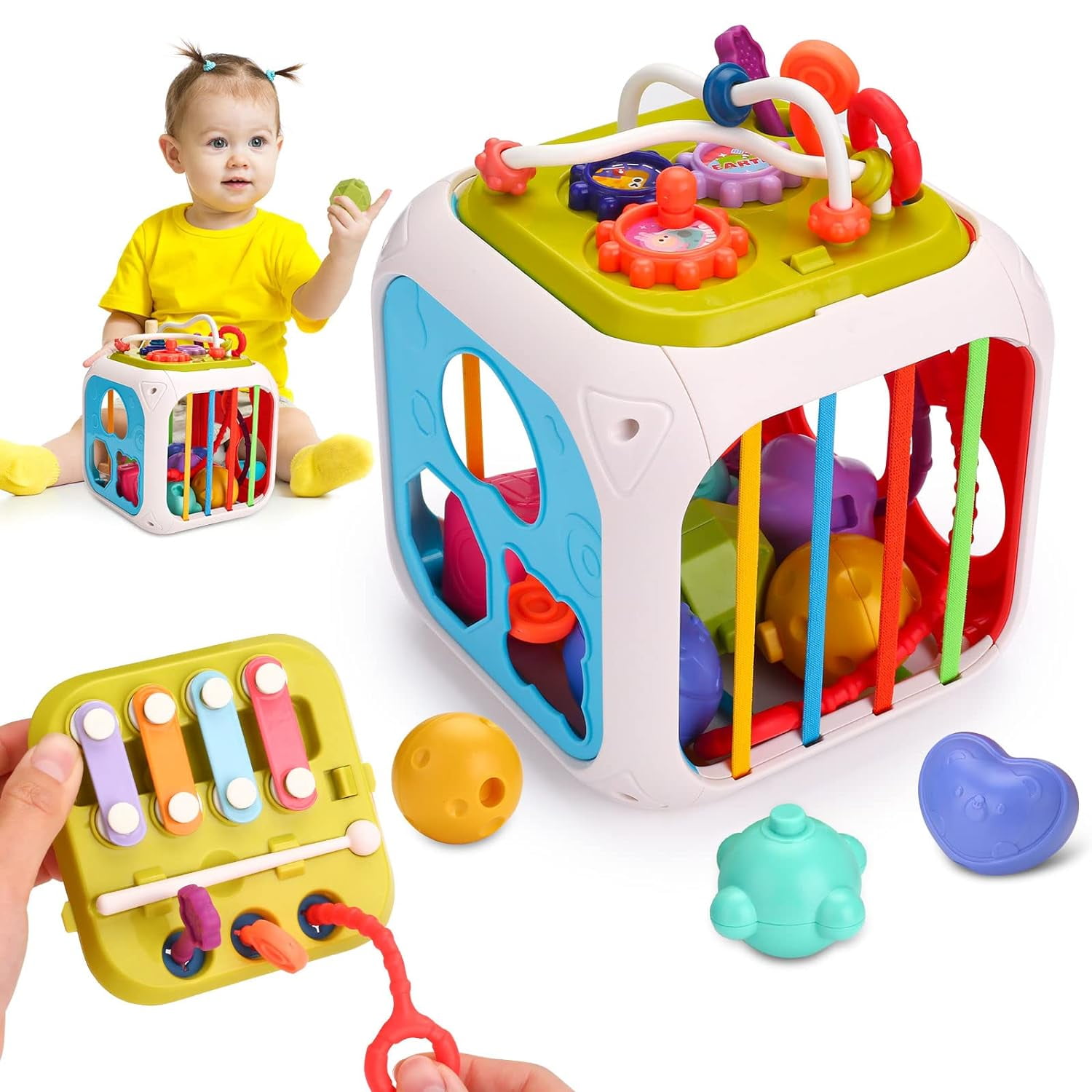 Baby Toys Montessori Activity Cube 7 in 1 Multifunction Toddler