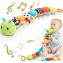 Baby Toys for 0-3-6-12 Months, Byseng Musical Stuffed Animal Activity Soft Toys with Multi-Sensory Crinkle, Rattle and Teething Gel