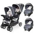 thumbnail image 1 of Baby Trend Double Stroller & 2 Ally 35 Infant Car Seat Combo Set, Magnolia, 1 of 13