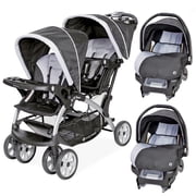 Baby Trend Sit N Stand Baby Double Stroller & 2 Car Seats Combo, Stormy